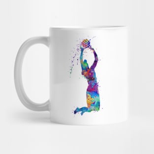 Volleyball Girl Player Setter Blue Purple Watercolor Art Sports Gifts Mug